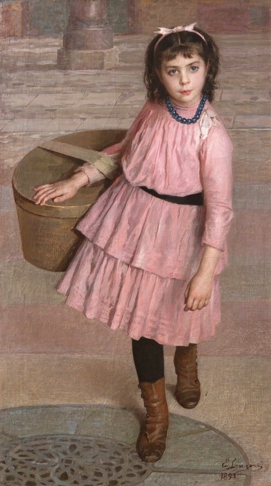 Quadro di Pietro Longoni, "La piscinina", 1890
